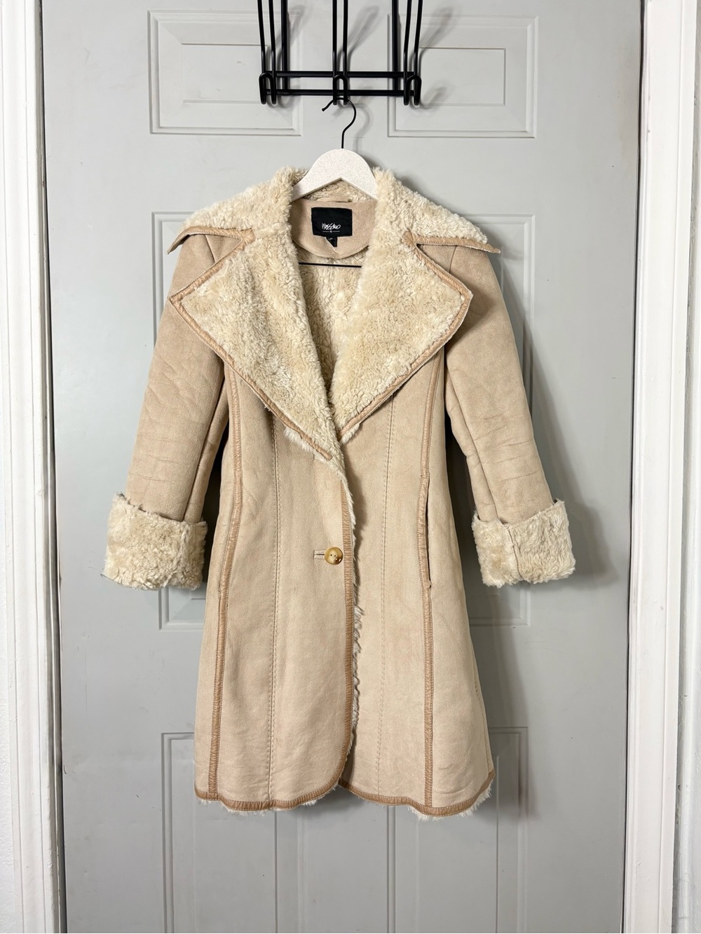 Vintage Y2K Mossimo Tan Faux Fur Vegan Penny Lane Coat